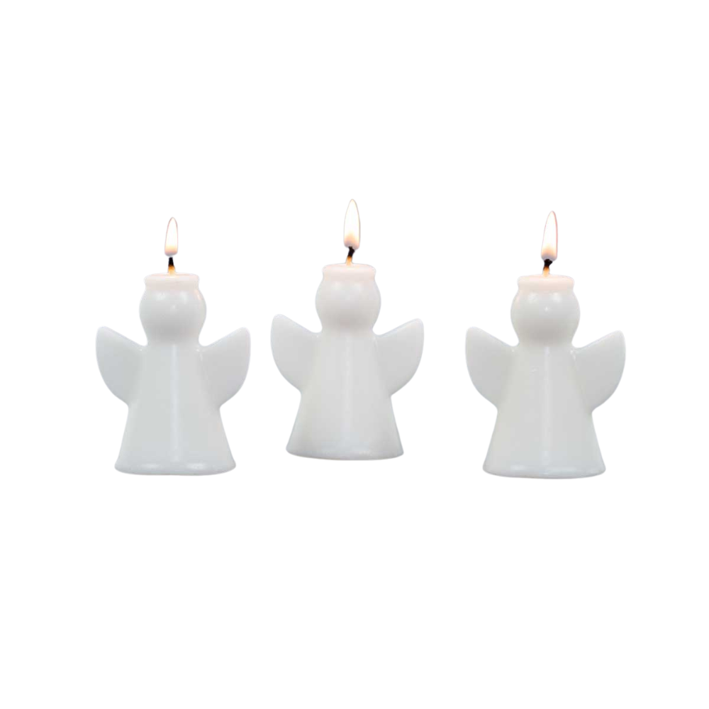 Angel stearinlys, 3 stk – hvid